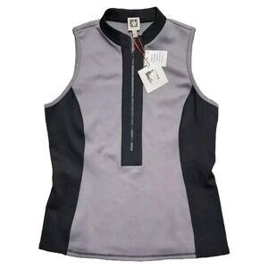 New- Anne Klein Womens Athletic Stretch Vest 1/2 Zip Black Size Medium‎
